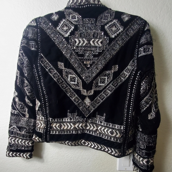 Zara Metallic Beaded Velvet Jacket Size Small - Picture 3 of 5